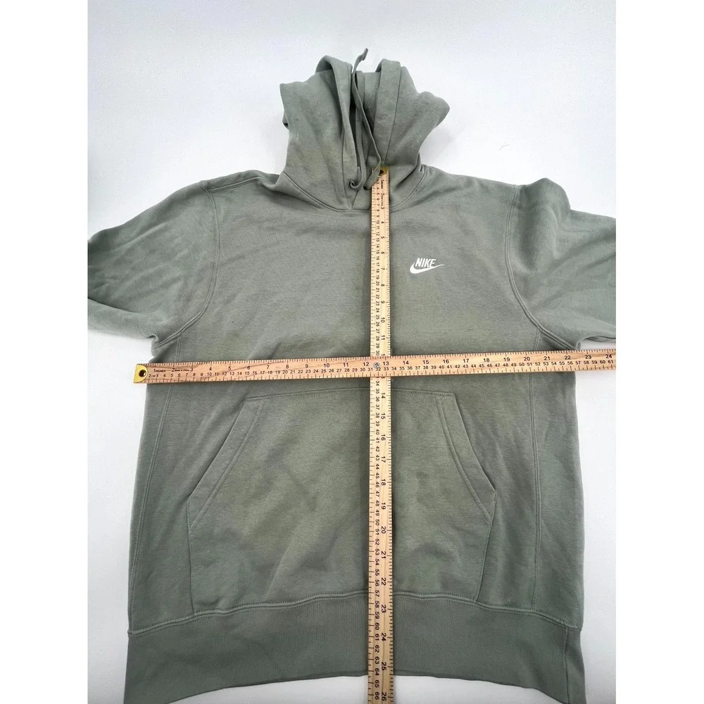 Nike Club Fleece Hoodie Mens Medium Green Cotton Swoosh‎ Logo Lined Standard Fit